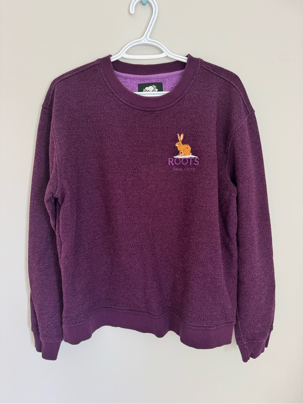 Roots Women's Crewneck Sweatshirt - Deep Plum with Gold Logo - Picture 2 of 3